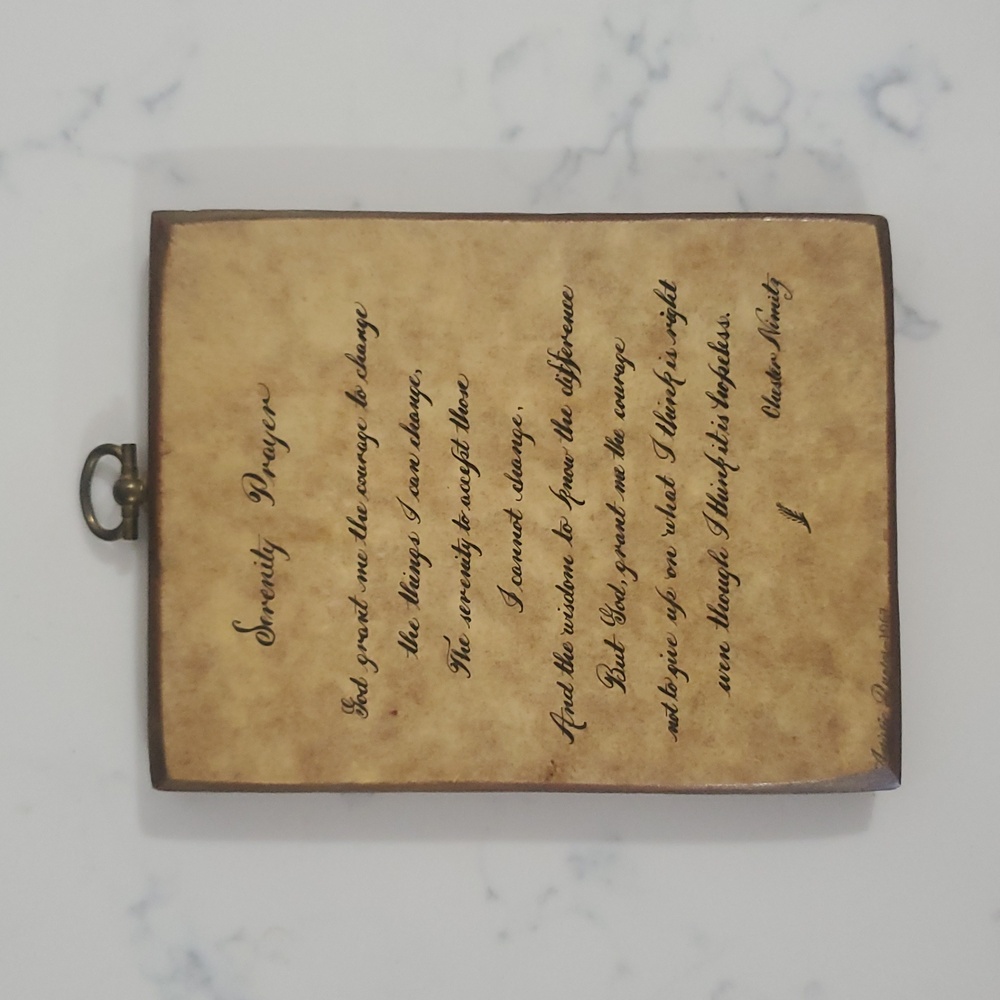 Vintage 1960s Serinity Prayer Wooden Plaque
